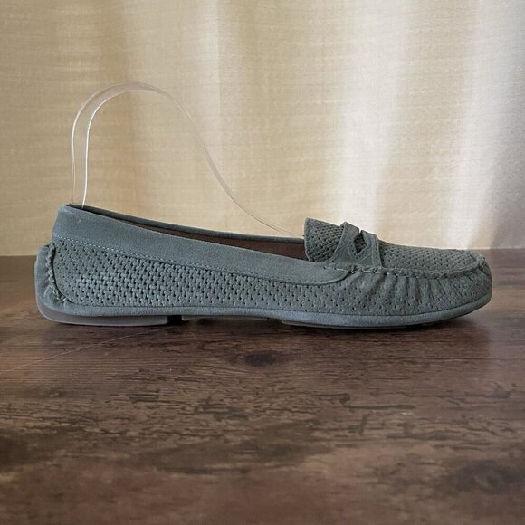 Aquatalia Mens Bruce Weatherproof Driving Shoe 9.5 Sage Green Suede Moc Loafer main image 7